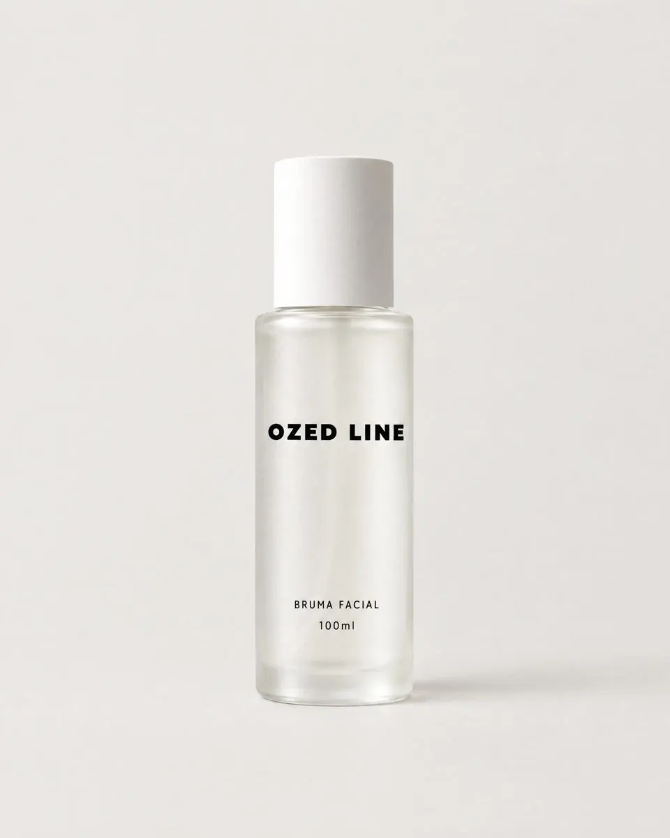 Bruma facial Ozed Line en frasco de vidrio con spray
